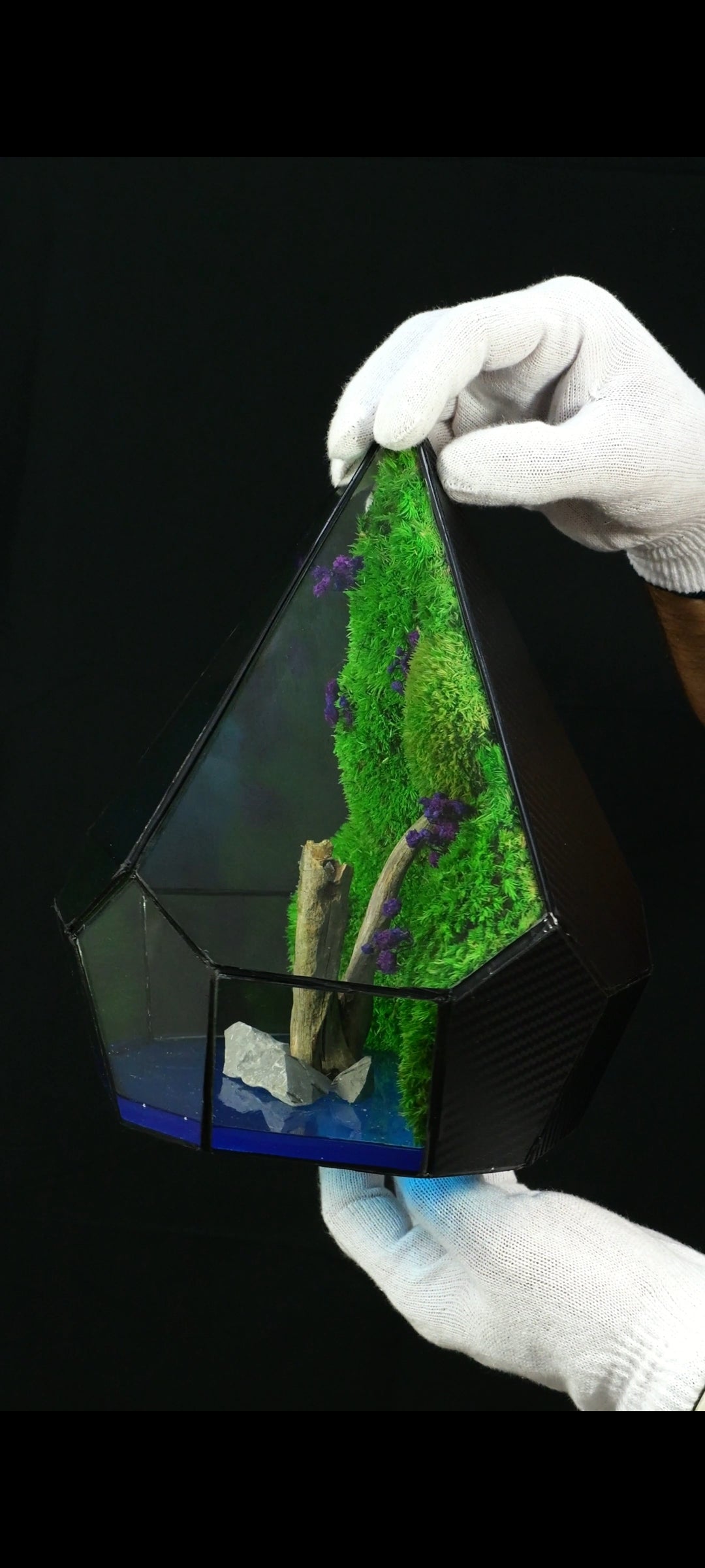 Terrarium fatto a mano lake N°57 Luminescente al buio da scrivania interior design