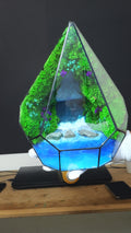 Terrarium lampada da scrivania con resina luminescente al buio cascata diorama 51