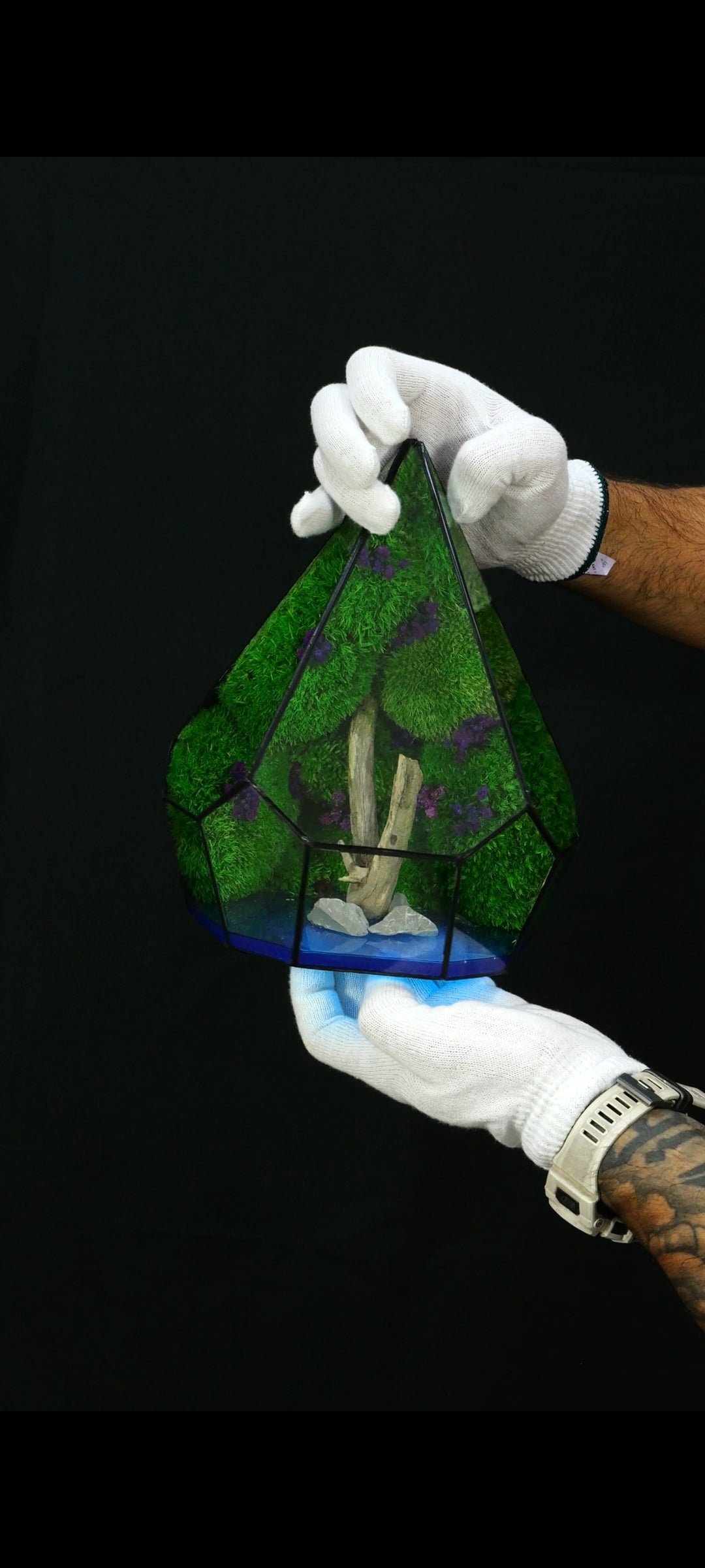 Terrarium fatto a mano lake N°57 Luminescente al buio da scrivania interior design